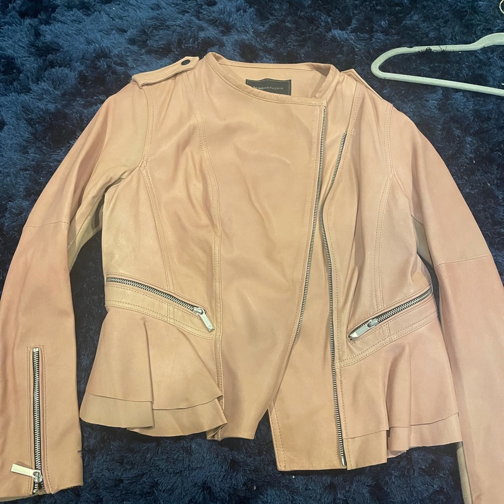 New BCBG soft leather jacket. It looks pale pink.